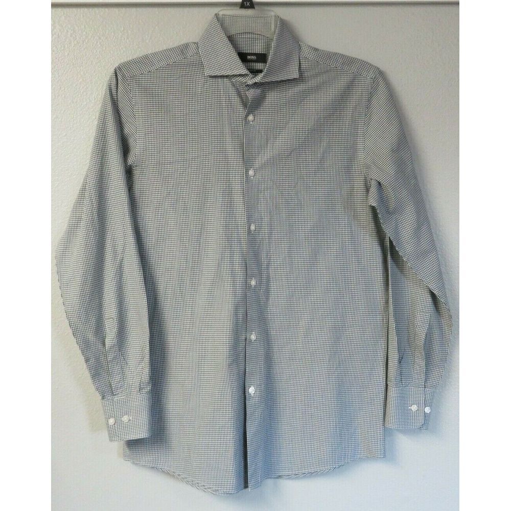 Mens Hugo Boss Long Sleeve Button Front Dress Shirt Sharp Fit Mark US 15 x 32/33
